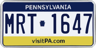PA license plate MRT1647