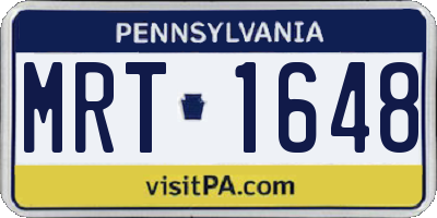 PA license plate MRT1648