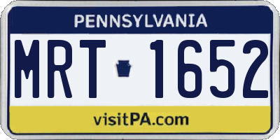 PA license plate MRT1652