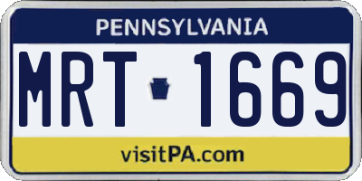 PA license plate MRT1669