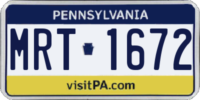 PA license plate MRT1672