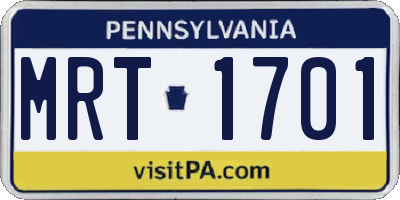 PA license plate MRT1701
