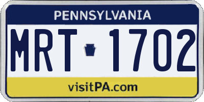 PA license plate MRT1702