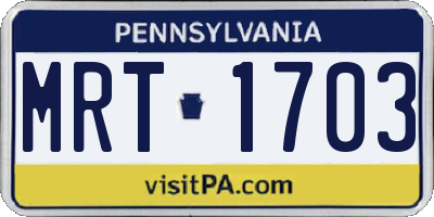 PA license plate MRT1703