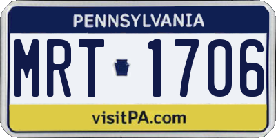PA license plate MRT1706