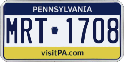 PA license plate MRT1708