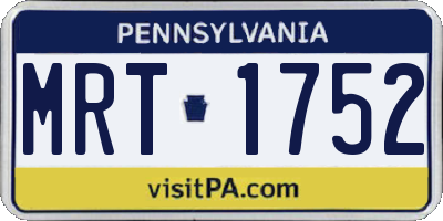 PA license plate MRT1752