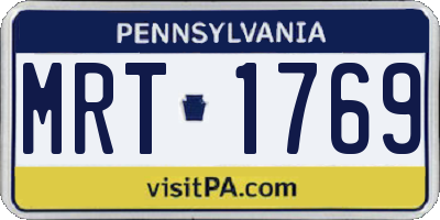 PA license plate MRT1769