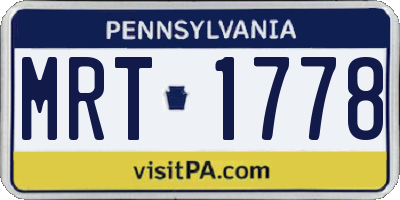 PA license plate MRT1778
