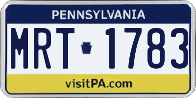 PA license plate MRT1783