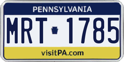 PA license plate MRT1785