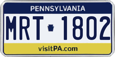 PA license plate MRT1802