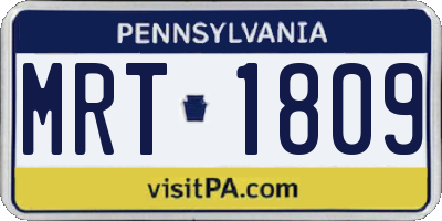 PA license plate MRT1809