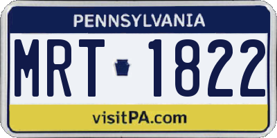 PA license plate MRT1822