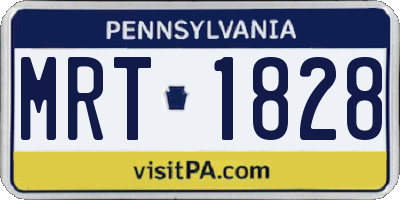 PA license plate MRT1828