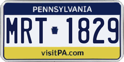 PA license plate MRT1829