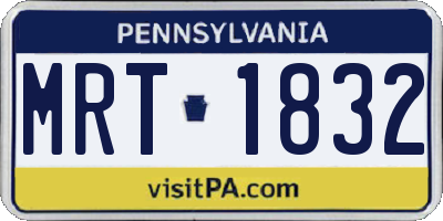 PA license plate MRT1832