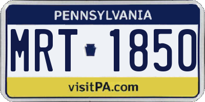 PA license plate MRT1850