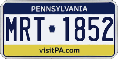 PA license plate MRT1852