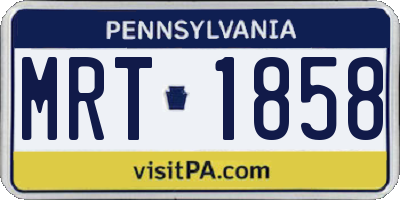 PA license plate MRT1858