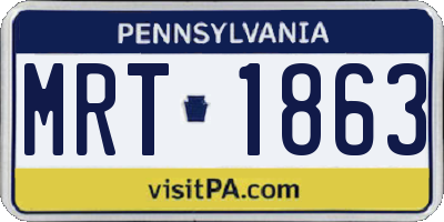 PA license plate MRT1863