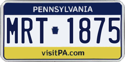 PA license plate MRT1875