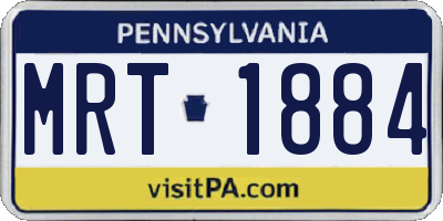 PA license plate MRT1884