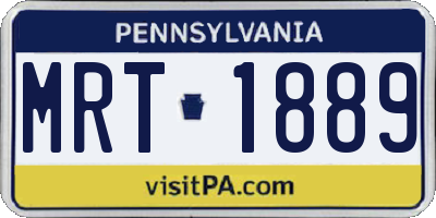 PA license plate MRT1889