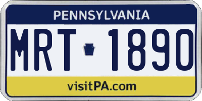 PA license plate MRT1890