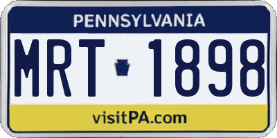 PA license plate MRT1898