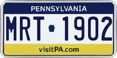 PA license plate MRT1902
