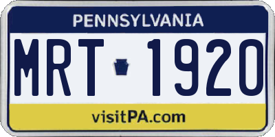 PA license plate MRT1920