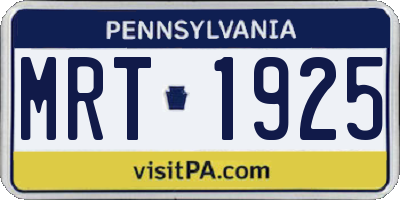 PA license plate MRT1925