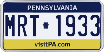 PA license plate MRT1933