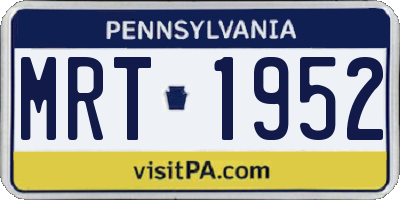 PA license plate MRT1952