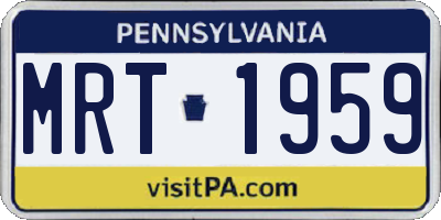 PA license plate MRT1959