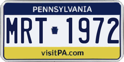 PA license plate MRT1972