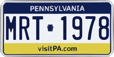 PA license plate MRT1978