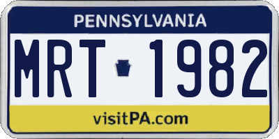 PA license plate MRT1982