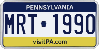 PA license plate MRT1990