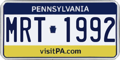 PA license plate MRT1992