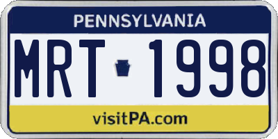 PA license plate MRT1998