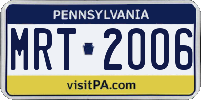 PA license plate MRT2006