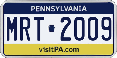PA license plate MRT2009