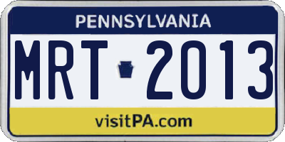PA license plate MRT2013