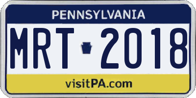 PA license plate MRT2018