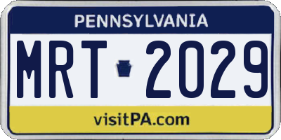 PA license plate MRT2029