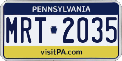 PA license plate MRT2035