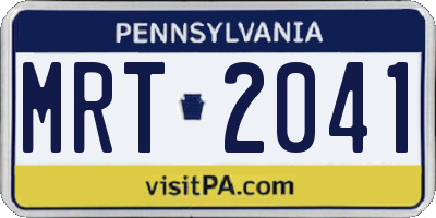PA license plate MRT2041