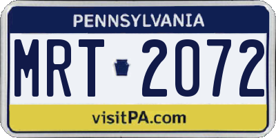 PA license plate MRT2072